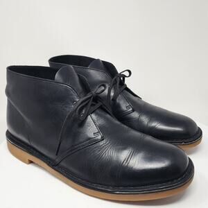 Clarks Bushacre 2 Chukka Boot Men 15M Black Leather 2 Lace Closure Comfort 15522